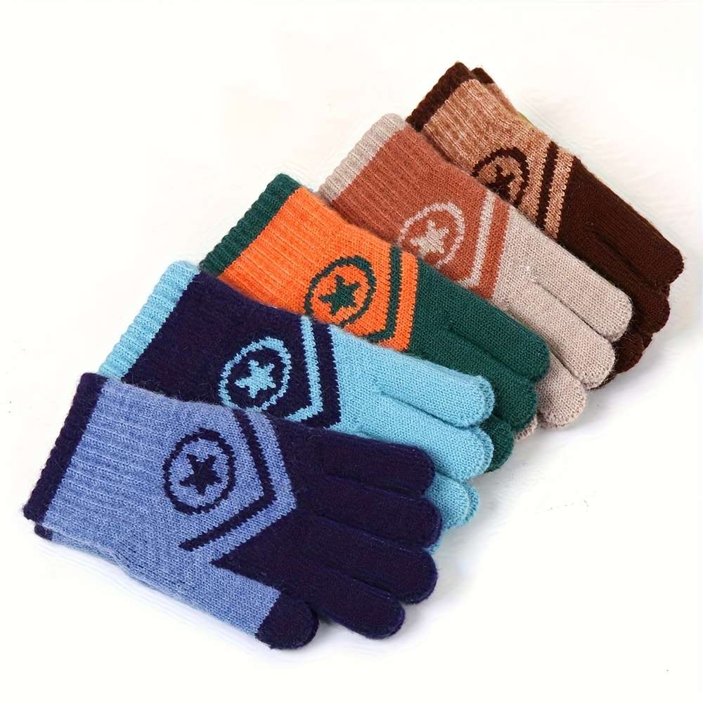 Gloves Color Round Fivepointed Star Orange Size4-7 Years Old