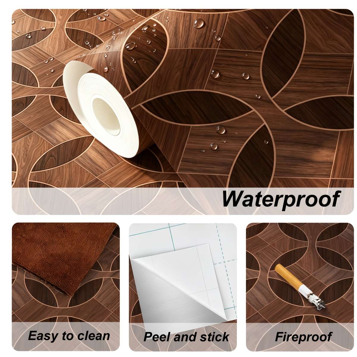 Self Adhesive Floor Stickers 40Cm*120Cm Wood Grain