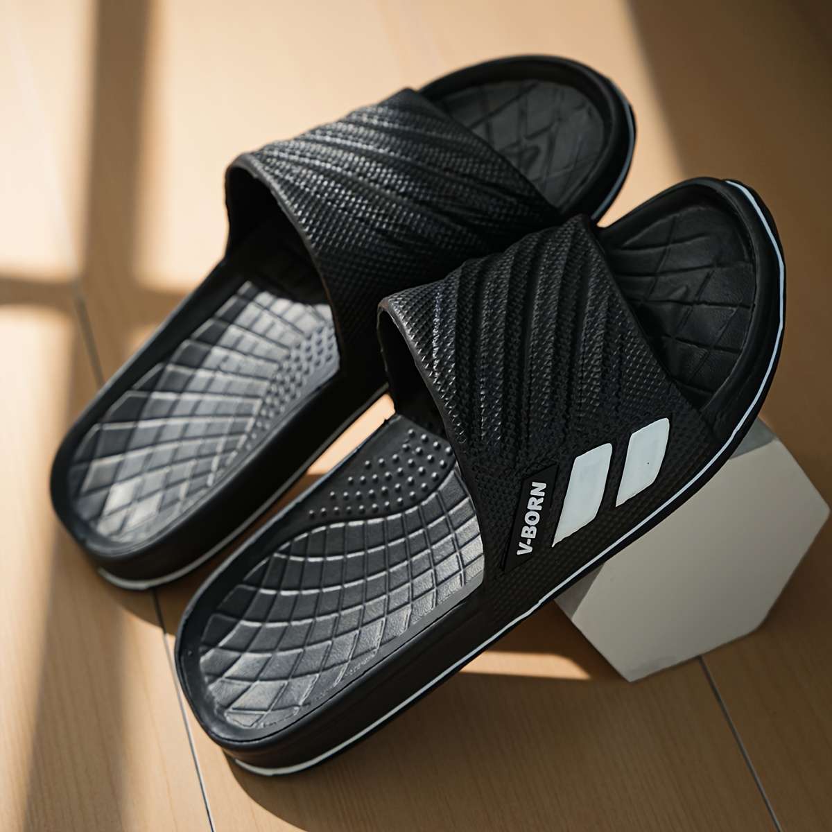 Men Slippers Summer Style Black Size Uk 7