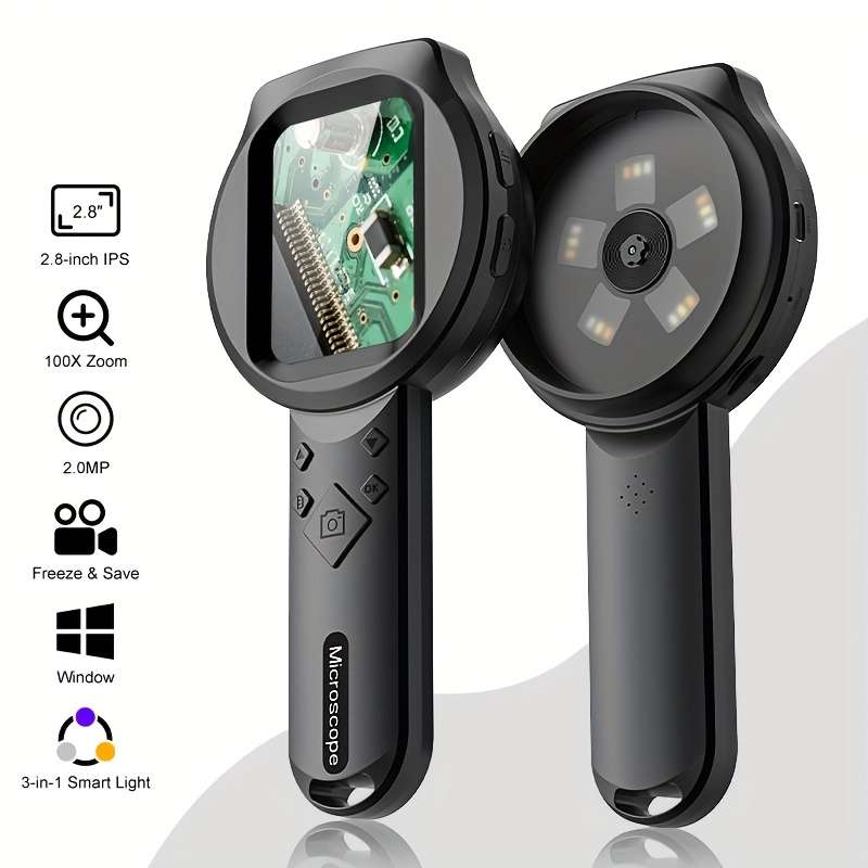 Zealtron 500X Hd Digital Microscope Magnification Portable Handheld Super Black