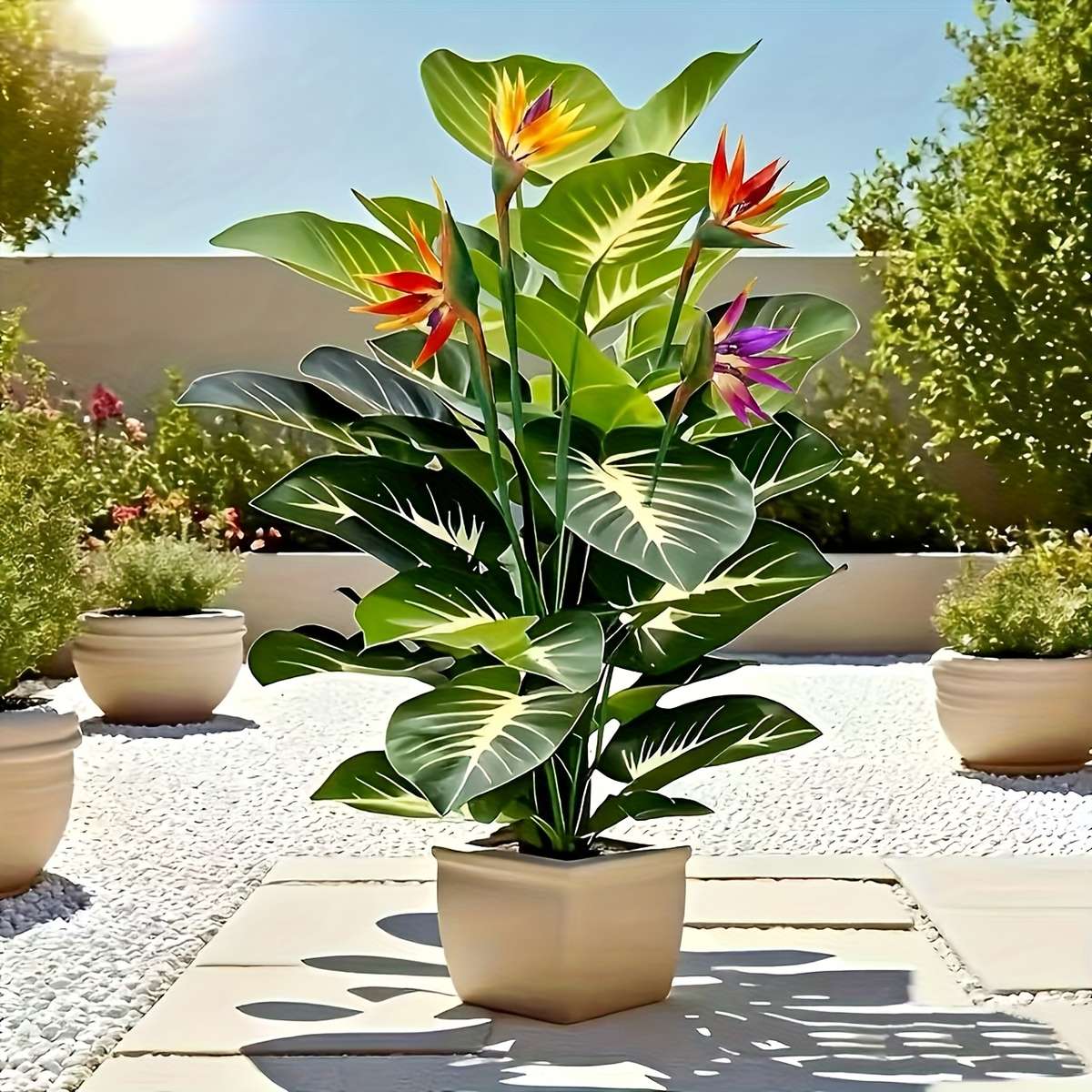 Simulated Flower Quantity 1 Bird Of Paradise Plant  1 Evergreen Plant