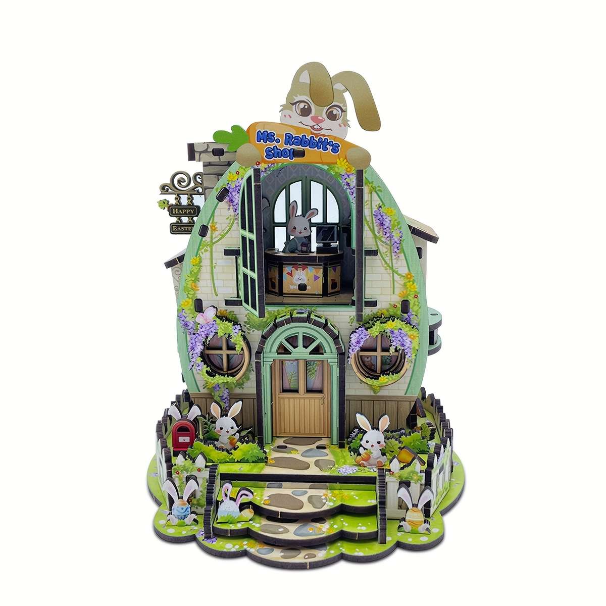 3D Building Model Puzzle Set Style Bunny Egg House