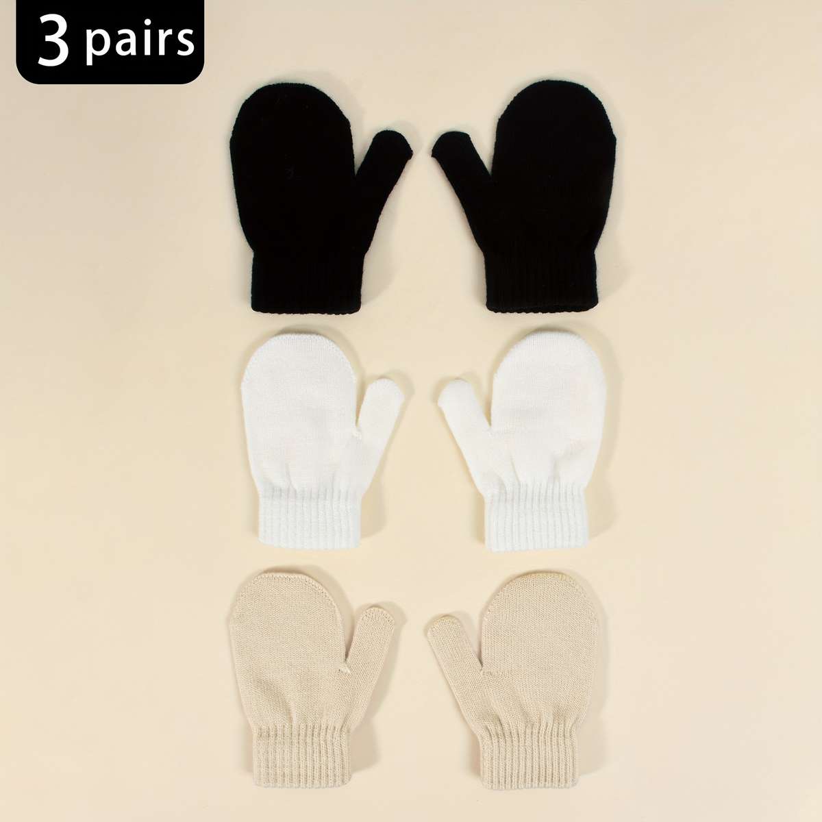 Winter Gloves Color Black Add White Add Khaki Size 1 To 3Y