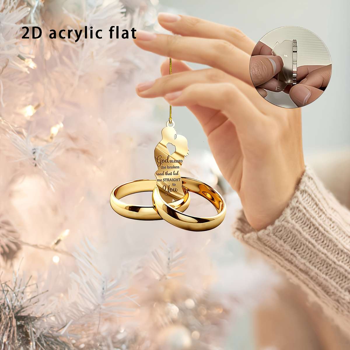Your Flat Rearview Mirror Matching Car Pendant Acrylic Couple Ring Charm Kiss