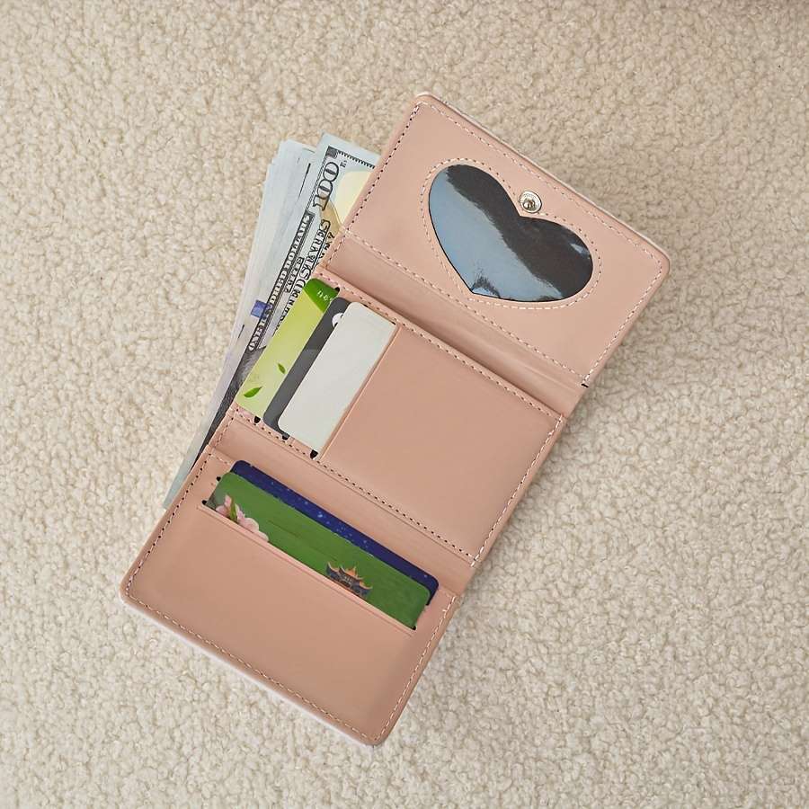 Cute Cartoon Design 3-Fold Wallet With Anti-Magnetic Features Multiple Card Slots Zipper Clos