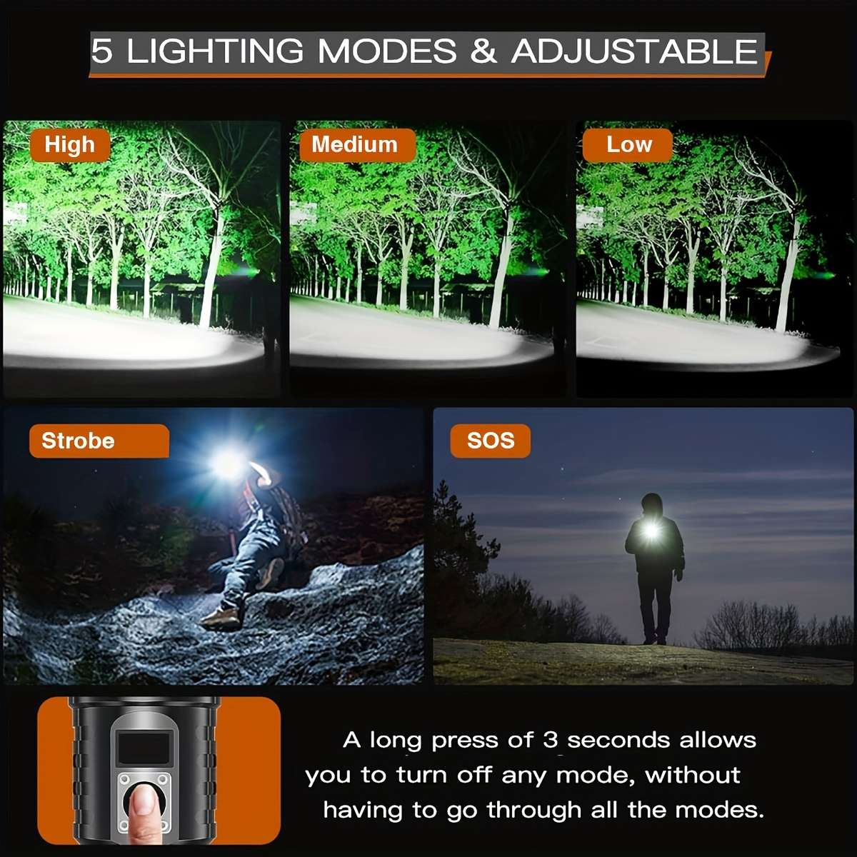 Heavy Duty Poslani Led Flashlight 700 Lumens Rechargeable Handheld Emergency