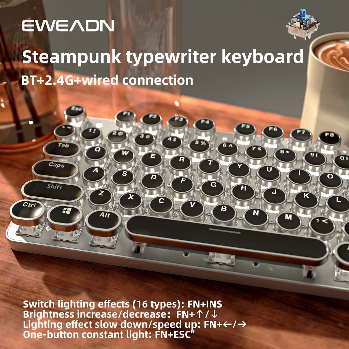 EWEADN TK950 Steampunk Mechanical Keyboard
