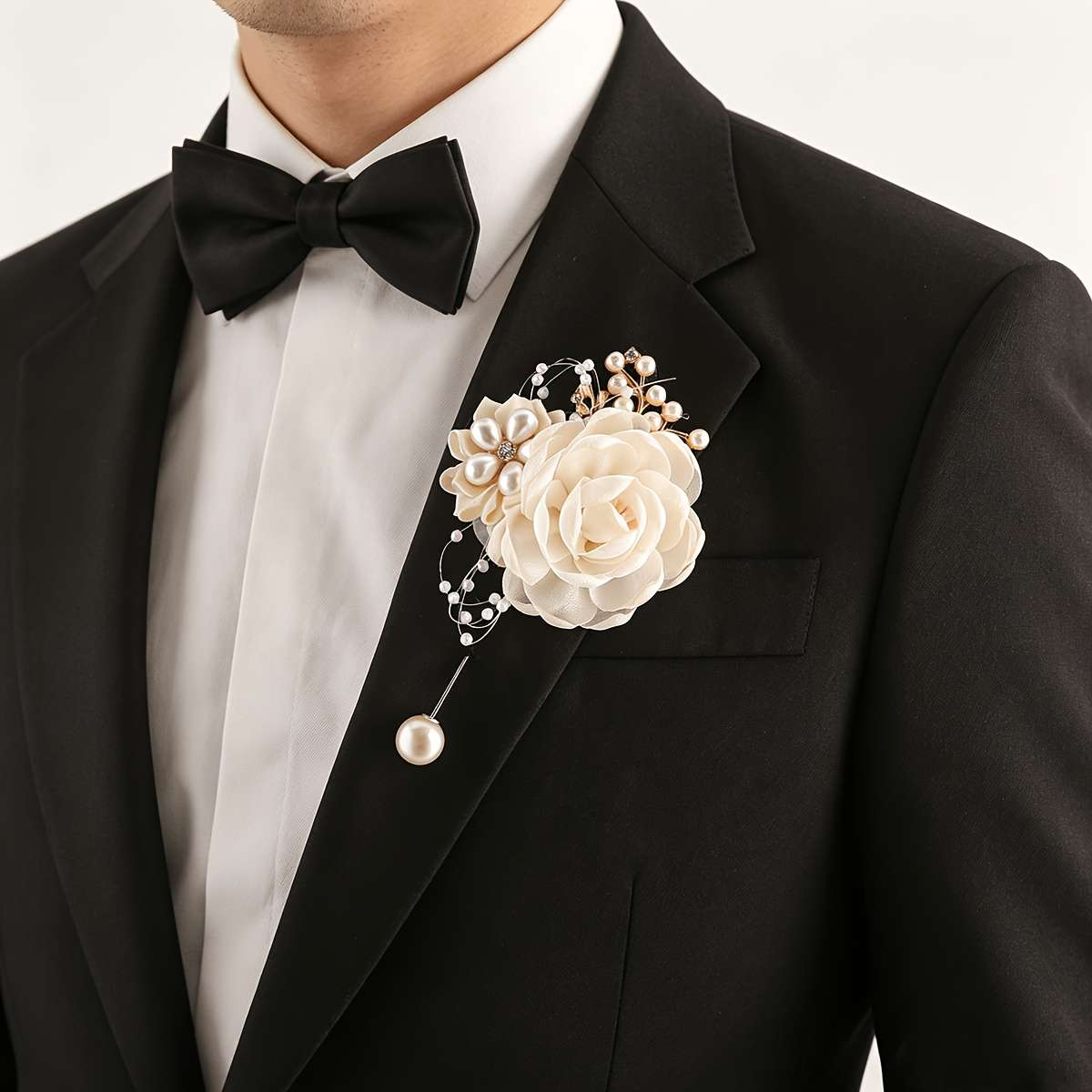 Wedding Supplies Color 4Pcs Cream Colored Chest Flowers