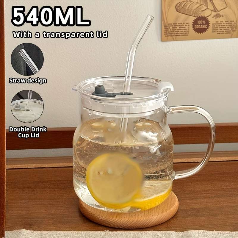 Water Cup Color Belly Cup   Blue Lid   Glass Straw