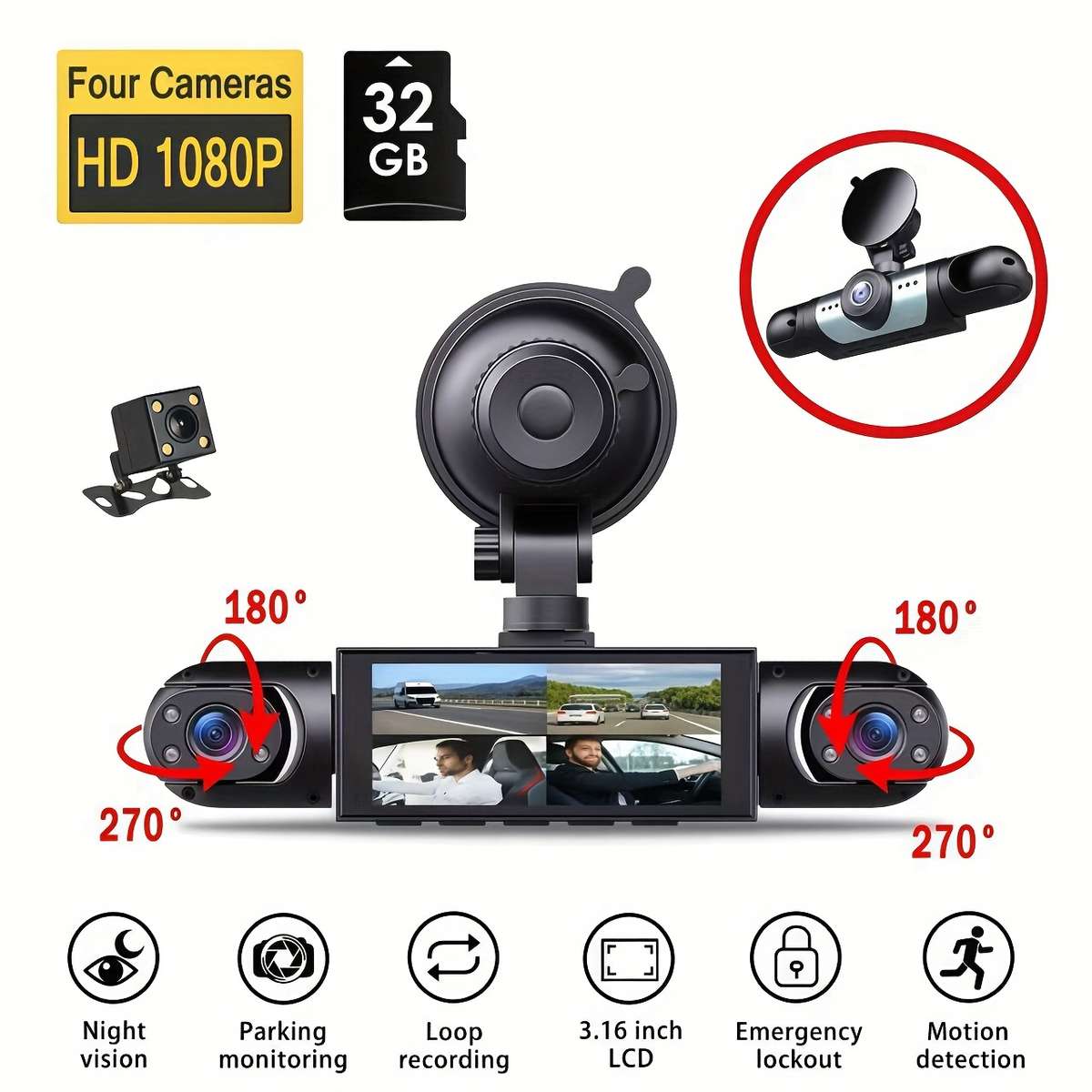 Dashcam Model 3 Lenses Without Card