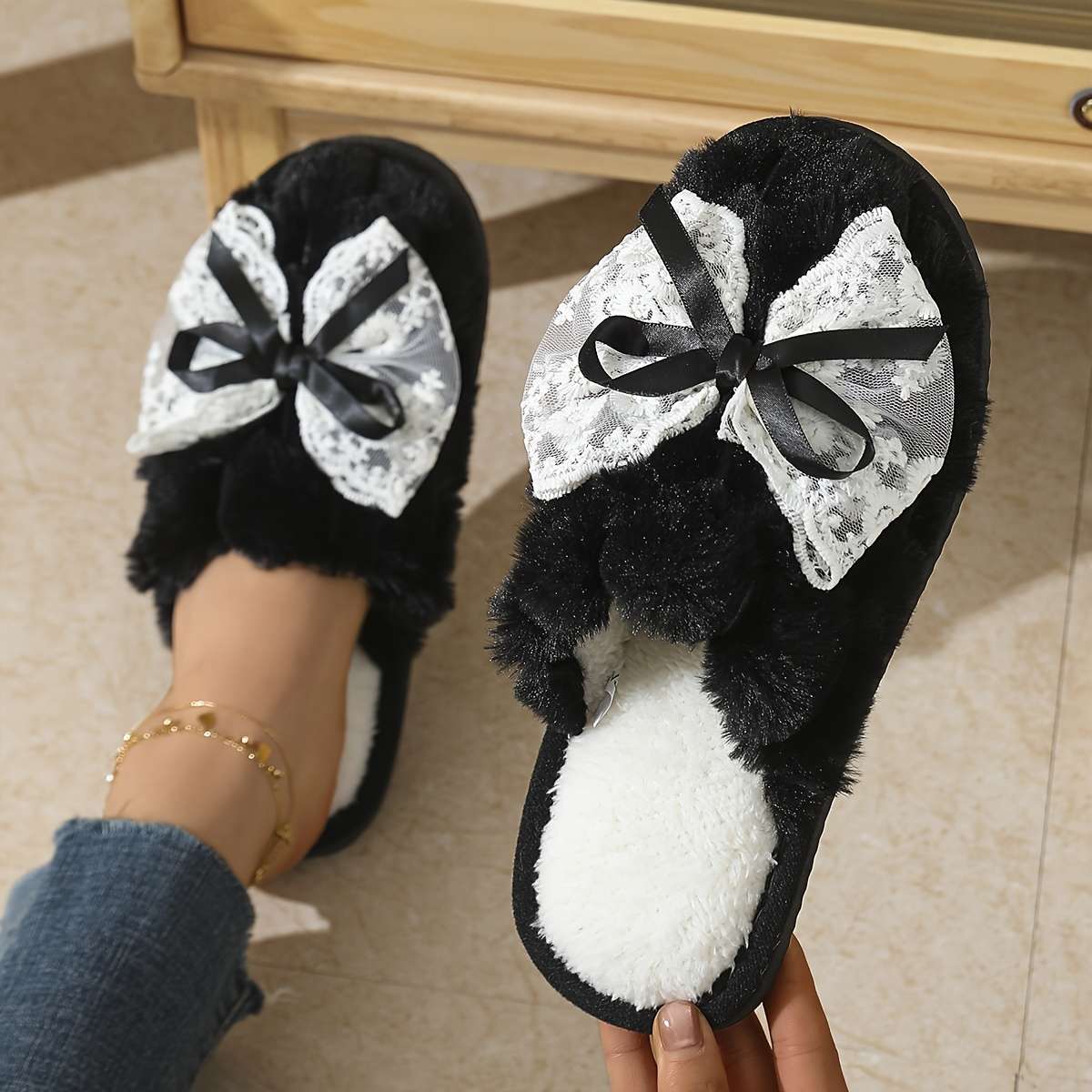 Cotton Slippers Color Green Sizeuk 1.5-2