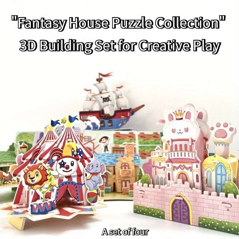 3D Building Model Puzzle Set Model Random Quantity 4 Pcs