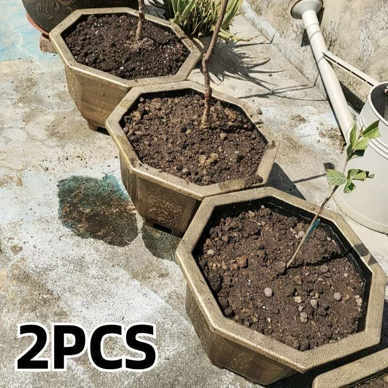 2Pcs Elite Extra Large Octagonal Resin Flower Pots