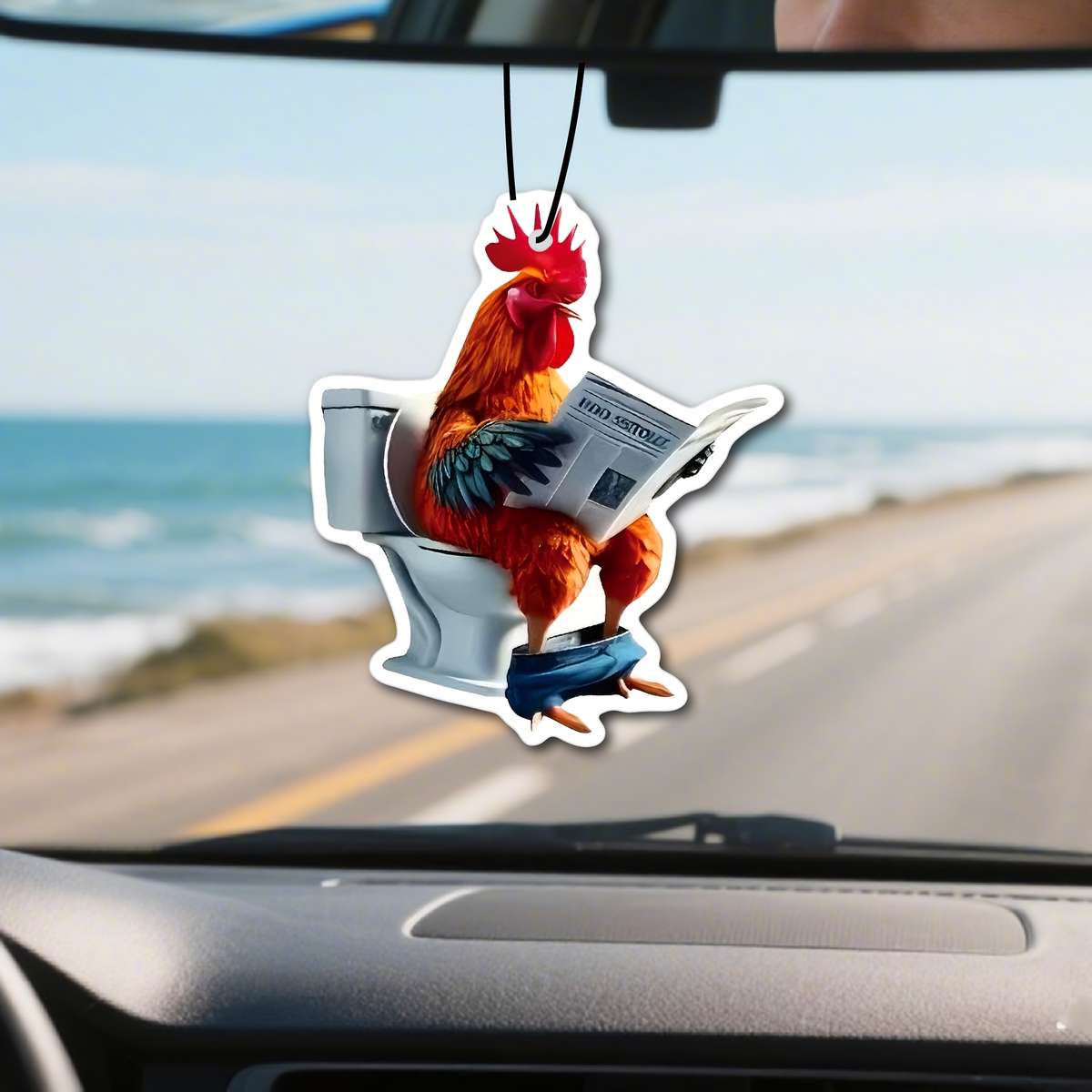 Car Interior Decor  2Pcs Funny Rooster