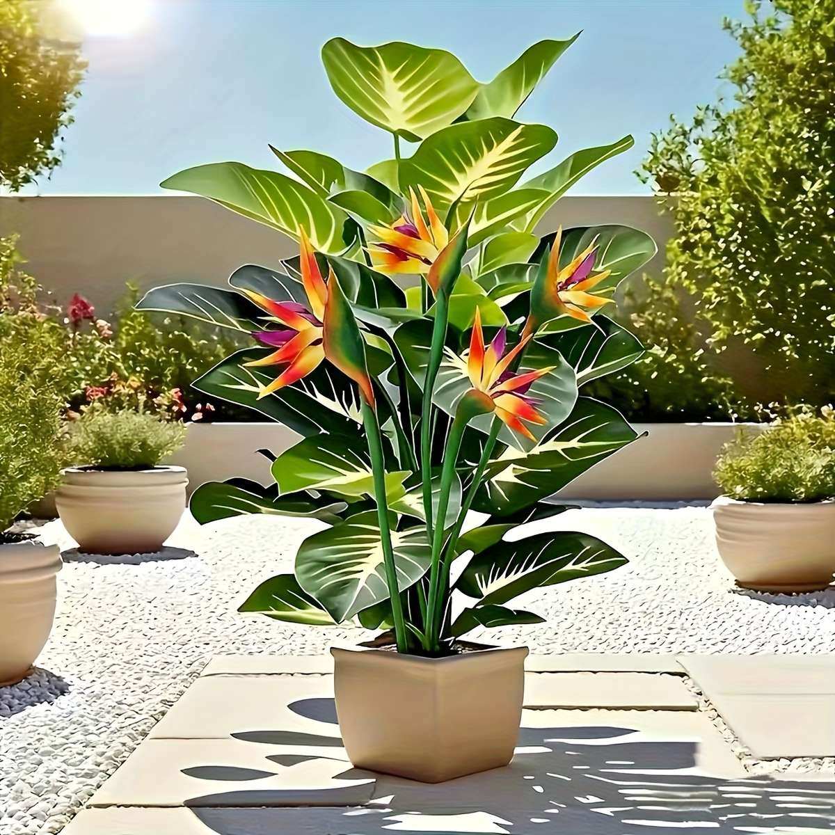 Simulated Flower Quantity 1 Bird Of Paradise Plant  1 Evergreen Plant