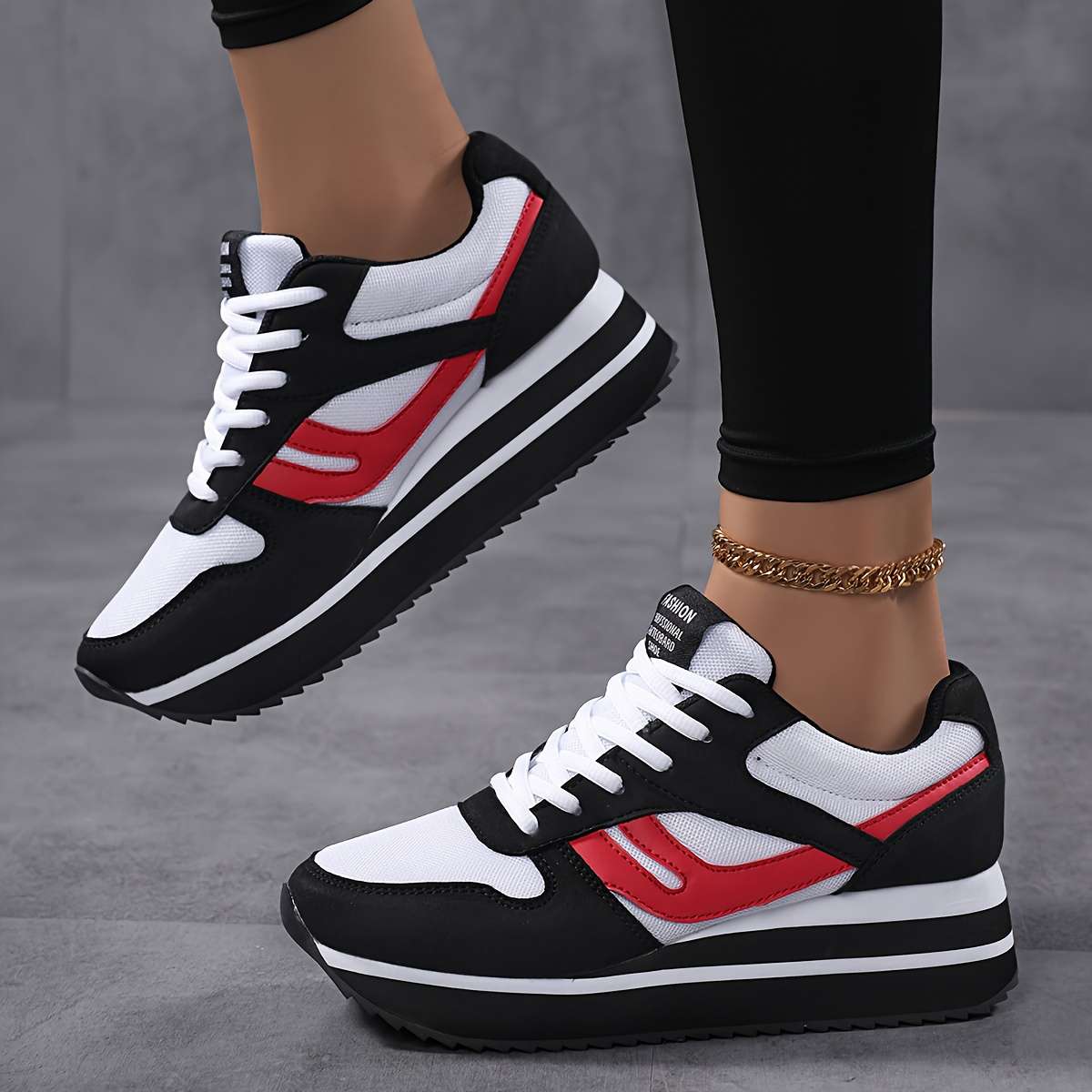 Women S Sneakers Color Blackred Sizeuk 3.5