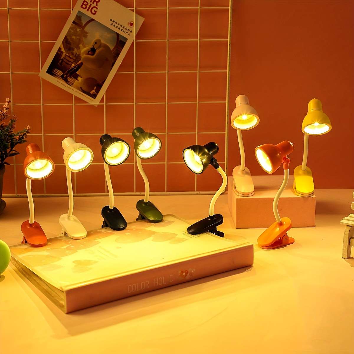 Desk Lamp Color 2Pcs Pink   White