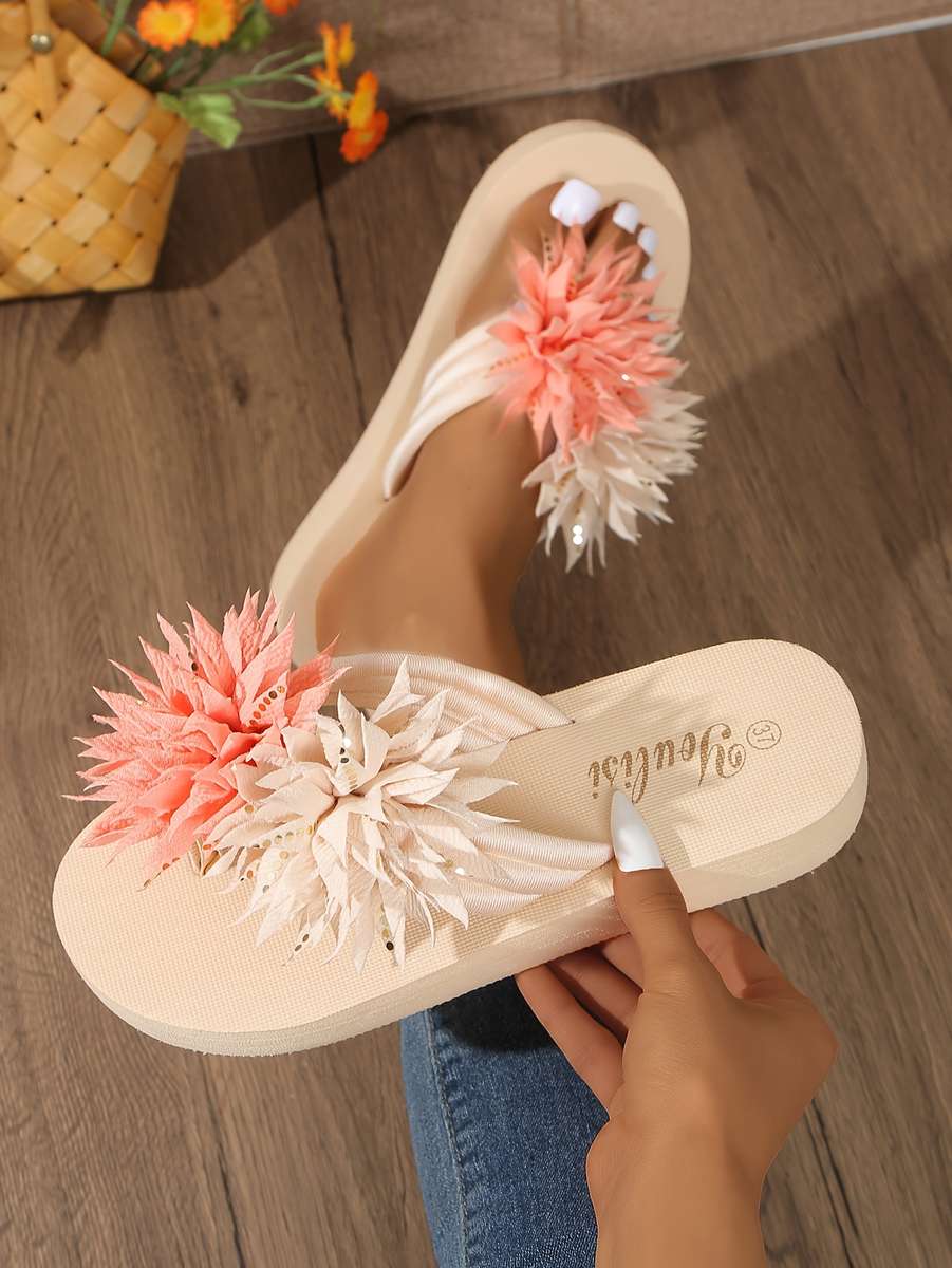 Ladies Summer Flip Flops Beige Uk 5