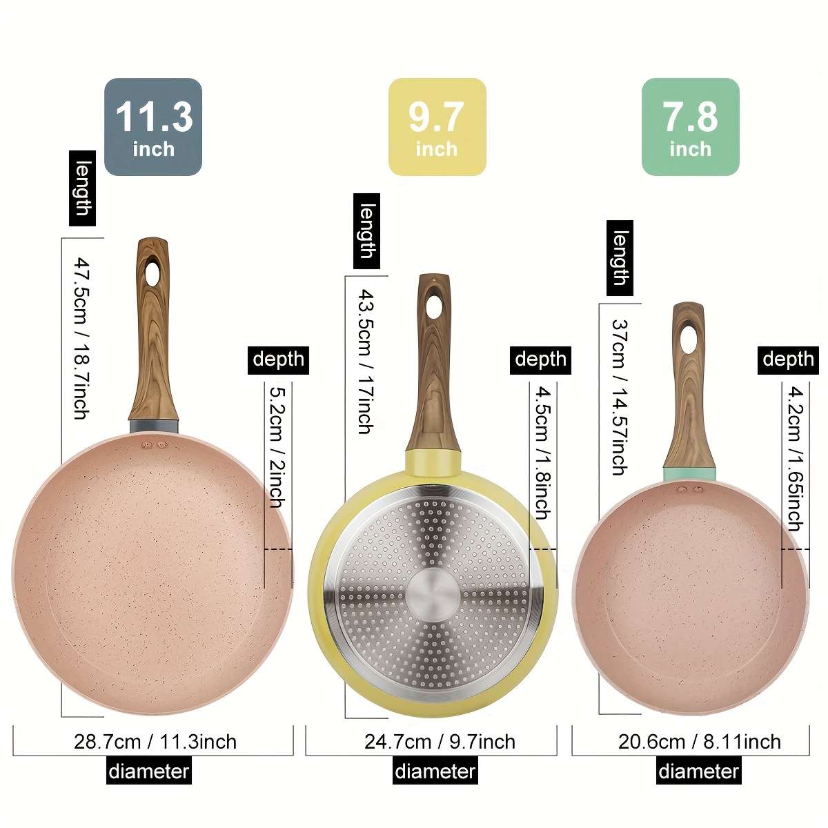Frying Pan Color 3 Piece Set