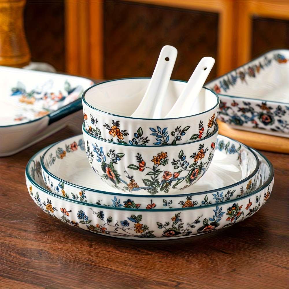 Bowl Items Four Small Soup Spoons  Spring Bud Flower