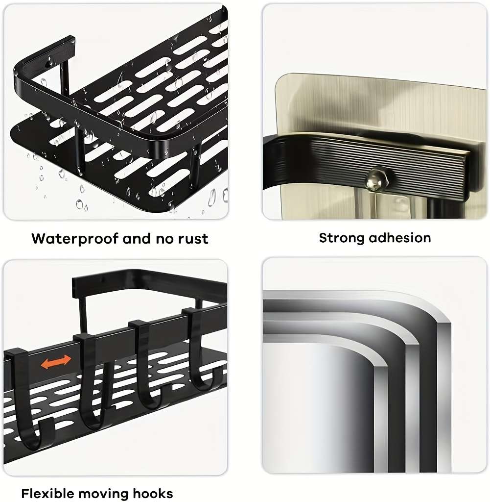 Bathroom Storage Rack Model Large Capacity  Black 2Pcs