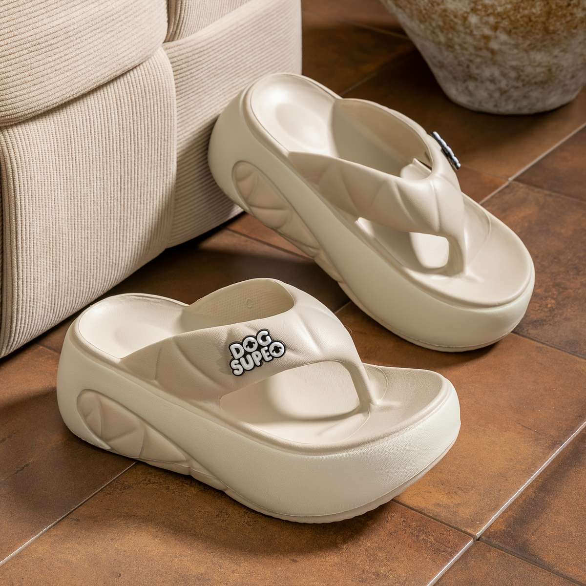 Ladies Summer Flip Flops White Uk 2.5-3