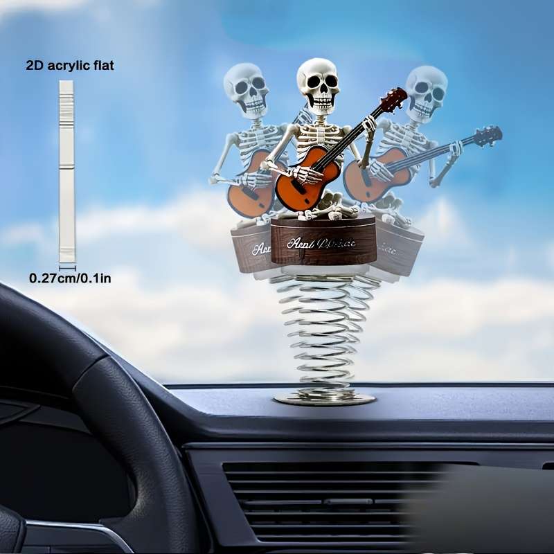 Car Interior Decor Style Skeleton Playing Guitar