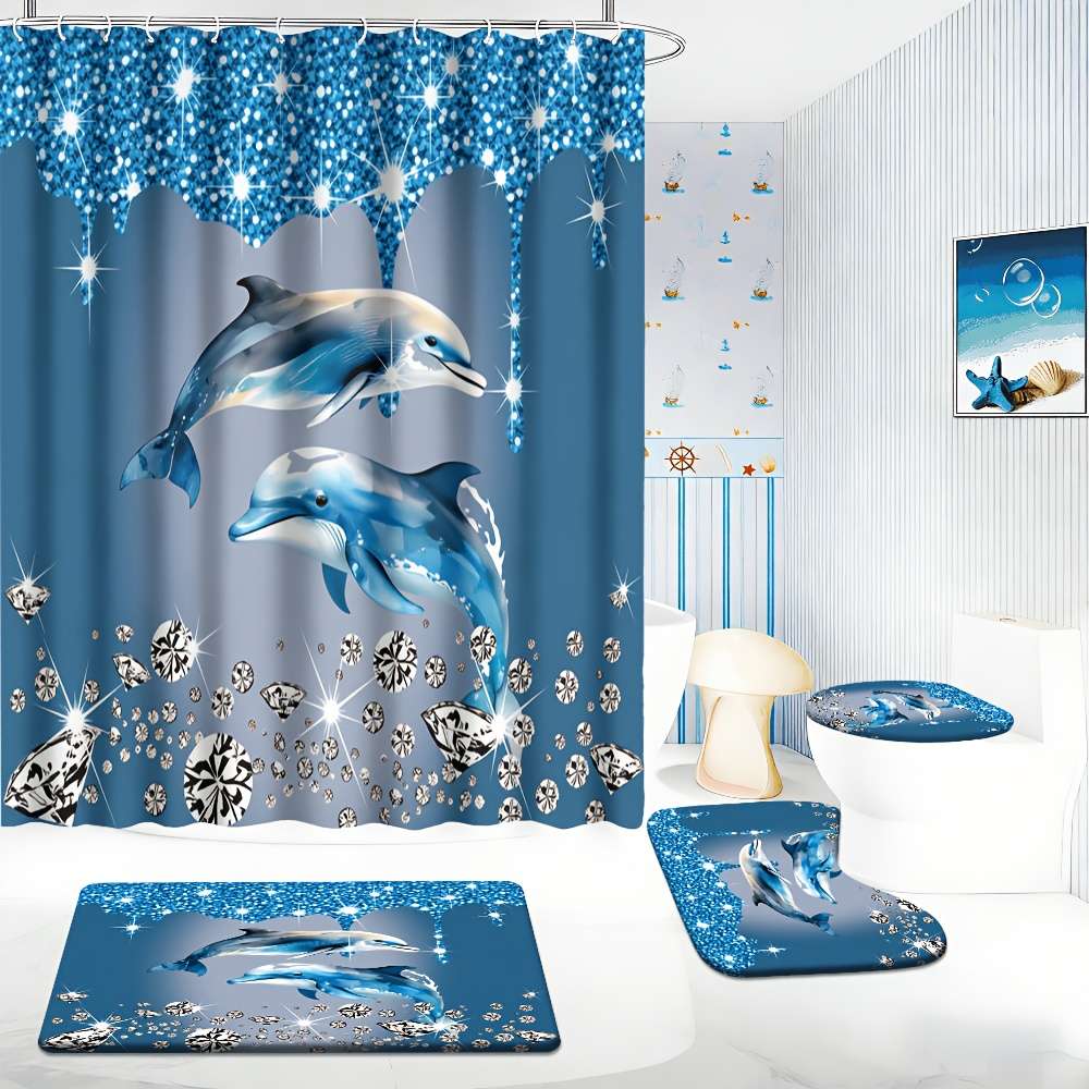 Waterproof Shower Curtain Size 3Pcs Mat