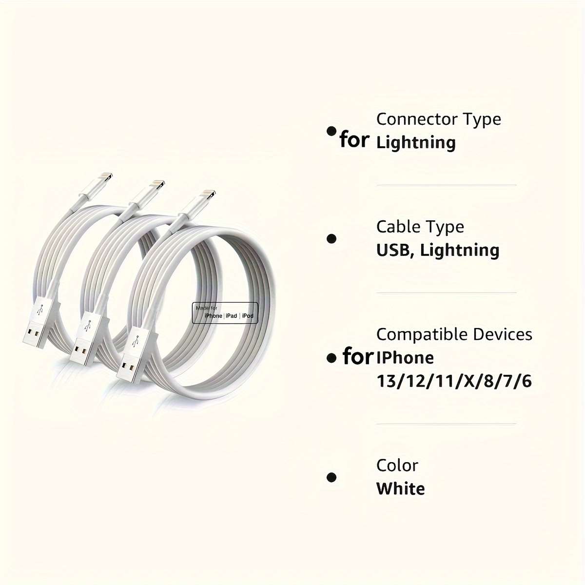 Charging Cable Size 100Cm 40Inch 3.3Ft Quantity