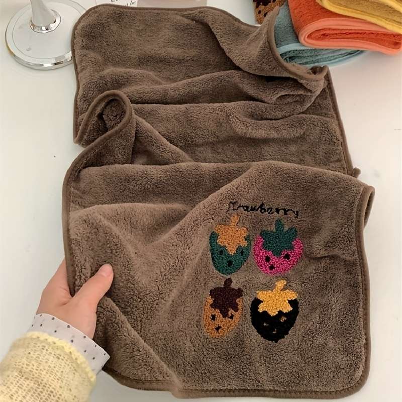 Towel Color Pack Of 5 Strawberry Embroidered Towels
