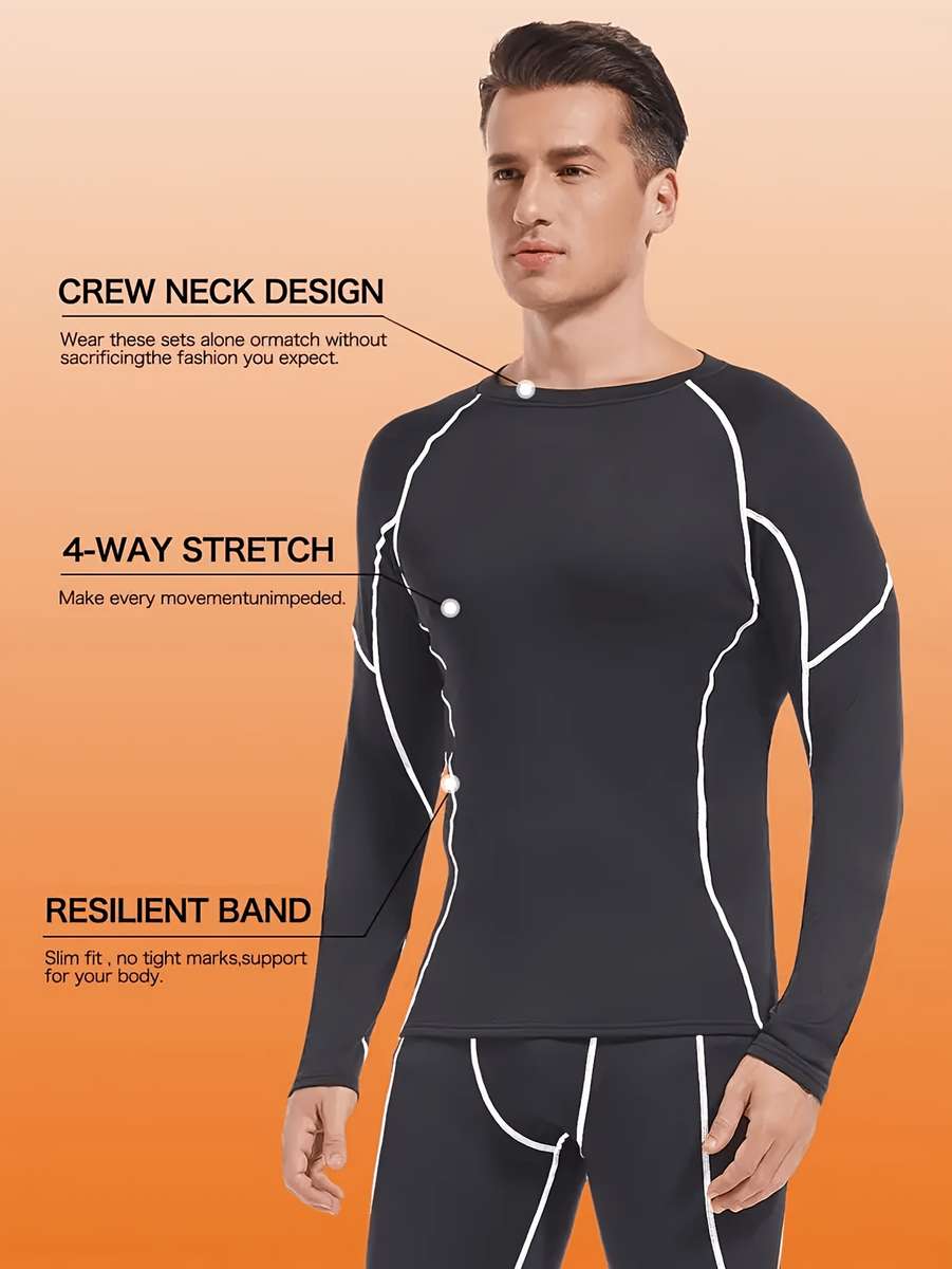 Thermal Underwear Color Black Blue Line Sizel