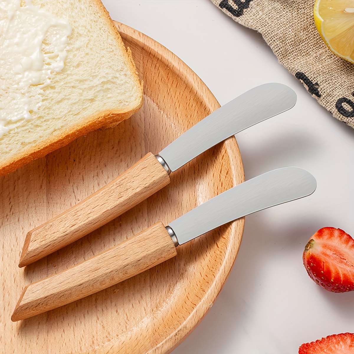 Bread And Cheese Knife Model 2Pcs Beech Butter Knife