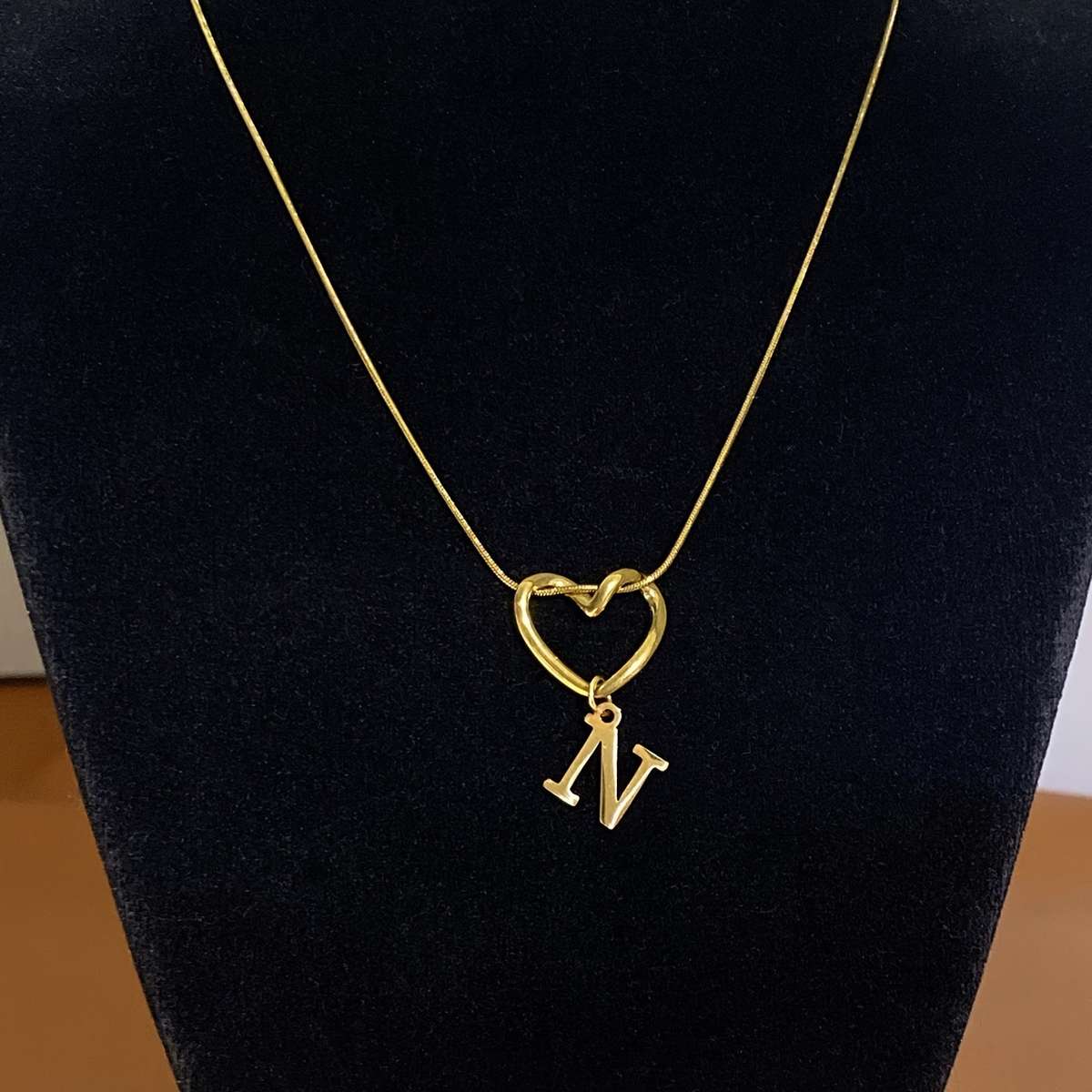 Plated Heart Shaped Pendant Necklace Gold Pro