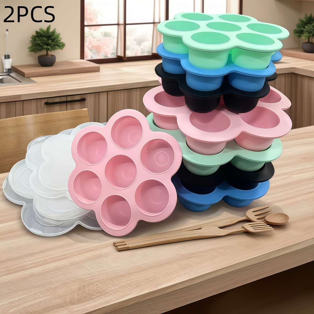 Ice Molds Color 2Pcs Pink Storagel