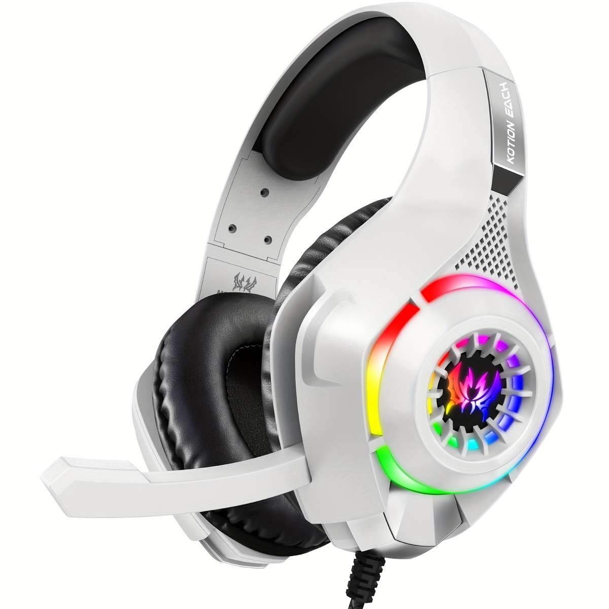 Wired Headphones Black Rgb Light
