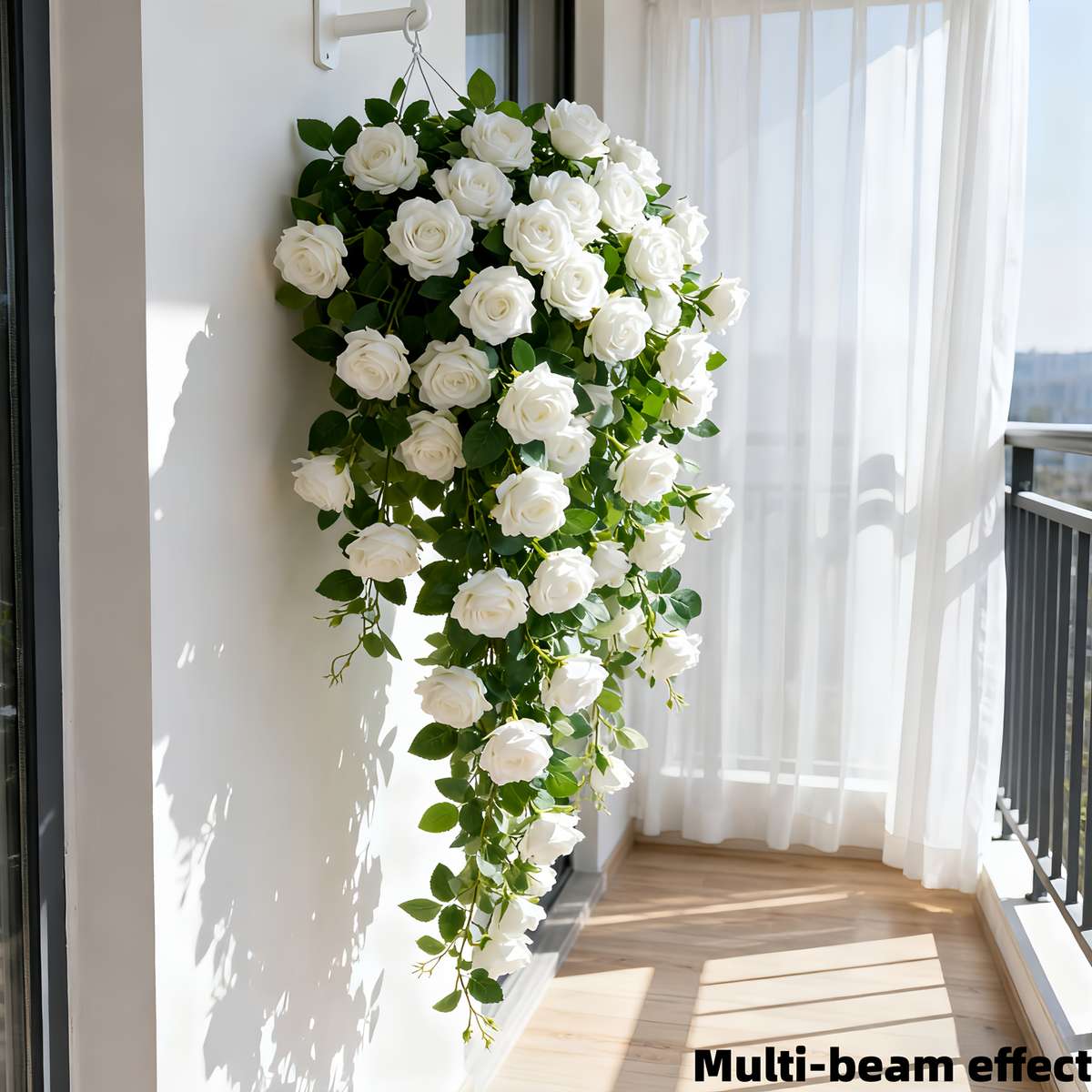 Simulated Flower Style 1Piece Set Of Highend Artificial Wallmounted White Rose Vine