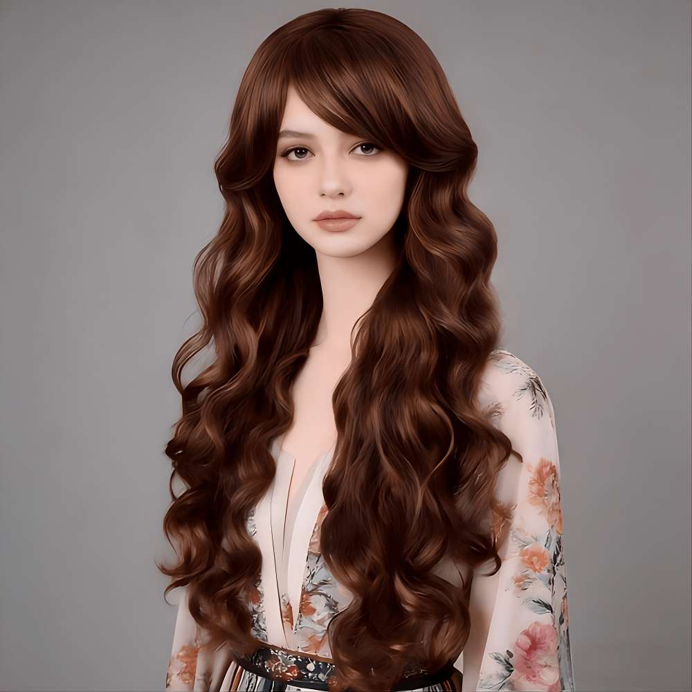 Women S Wigs Dark Brown Hair Length81.28Cm