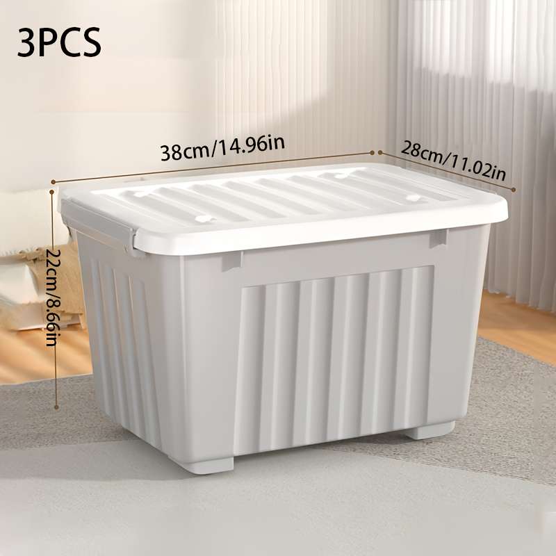 Storage And Organizationsize 3Pcs 20L Striped Box Quantity 3 Piece Set  With Handle