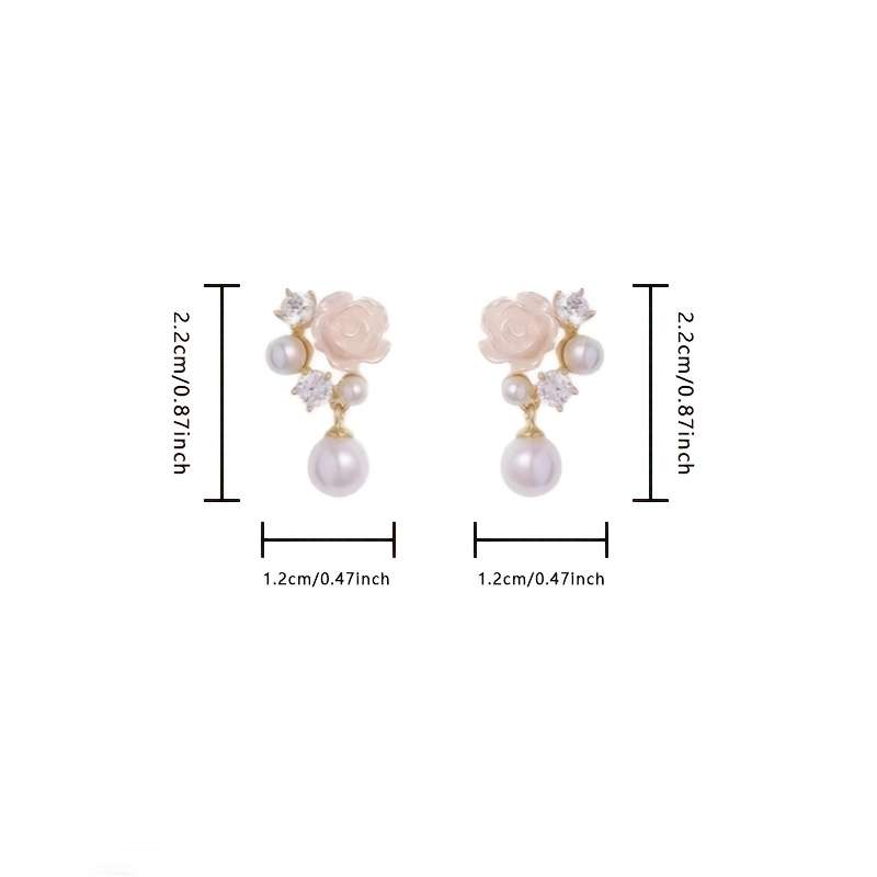 Women S Earrings Items Camellia Imitation Pearl Earrings  1 Pair