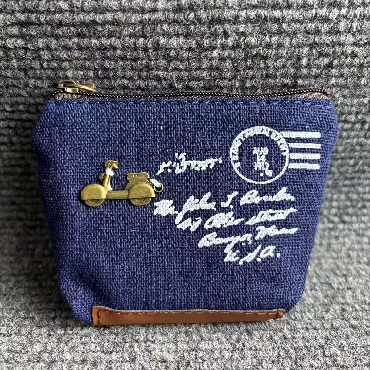 Vintage-Inspired Canvas Wallet With Zippercompact High-Quality Large Capacity Women'S