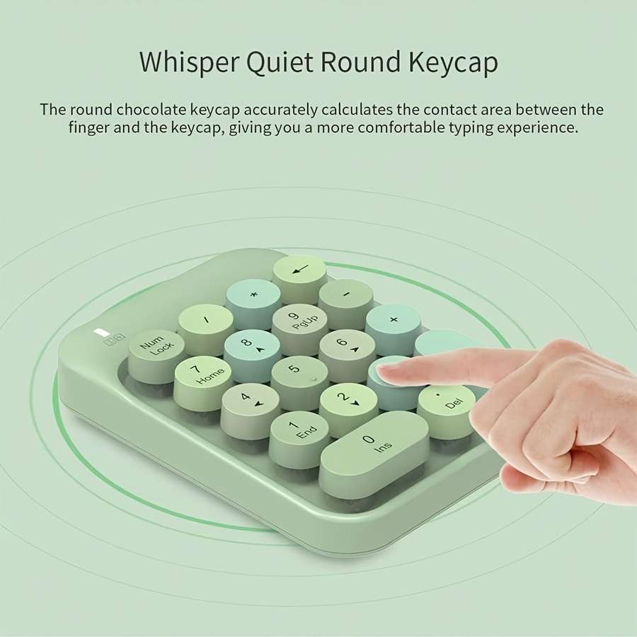 keyboard Model AK18 Wireless Numeric Keyboard Green Mixed Color