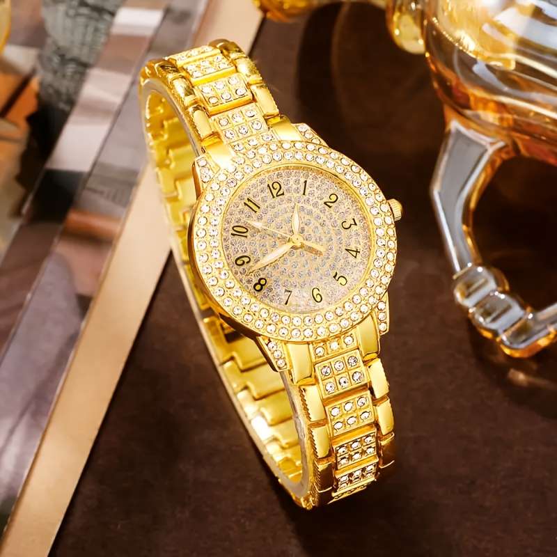 Classic Women Quartz Watch Simple Jewelry 1864 Silvery Set 6 Piece Womens