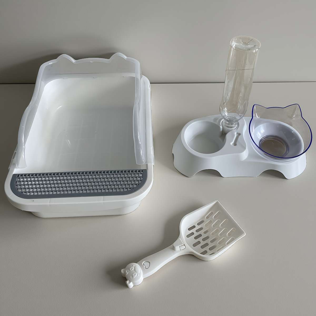 Pet supplies Items Extra Large Cat Litter Scoop and Self    Filling Food Bowl Set