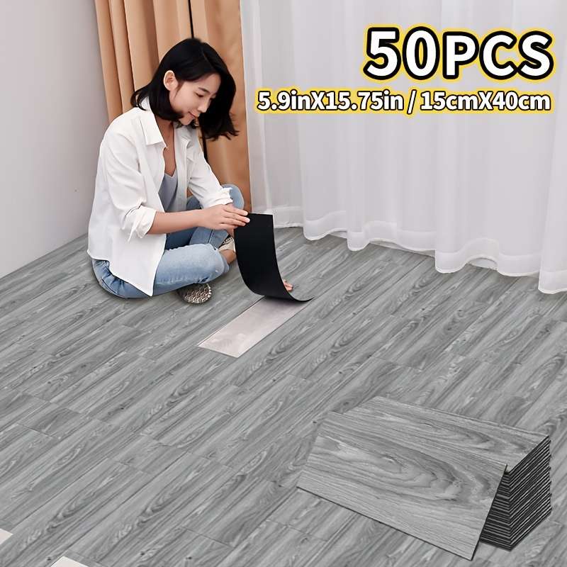 Self Adhesive Floor Stickers Pine Wood Grain 100Pcs 15Cm*40Cm