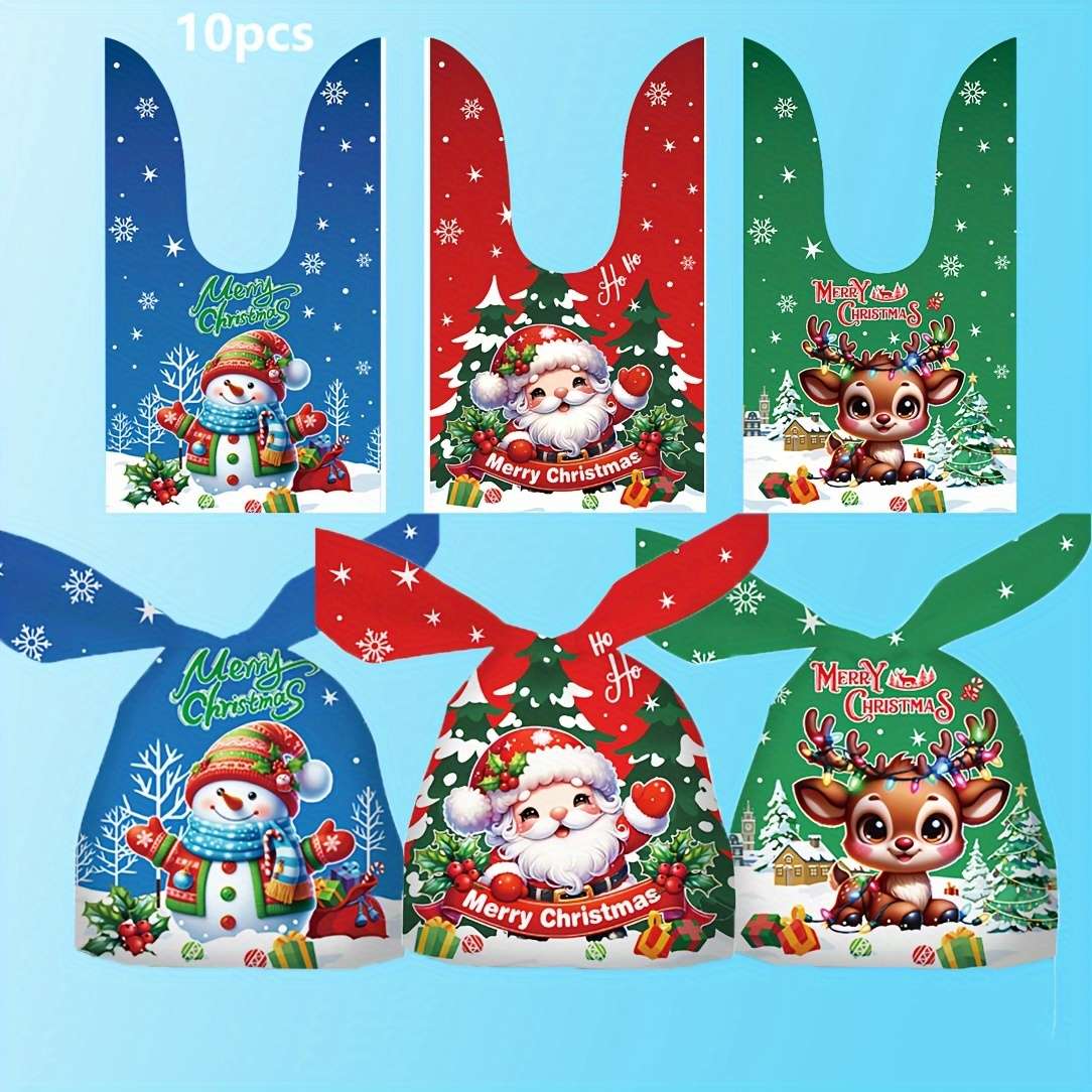 Gift Bags Style Red Flower Clothes Flower Hat Snowman Christmas Rabbit Ears X 10  3 Patterns