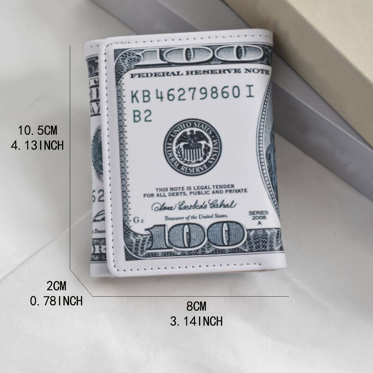Benjamin Franklin $100 Bill Design Novelty Walletstylish Trifold Card Holder With Multiple S