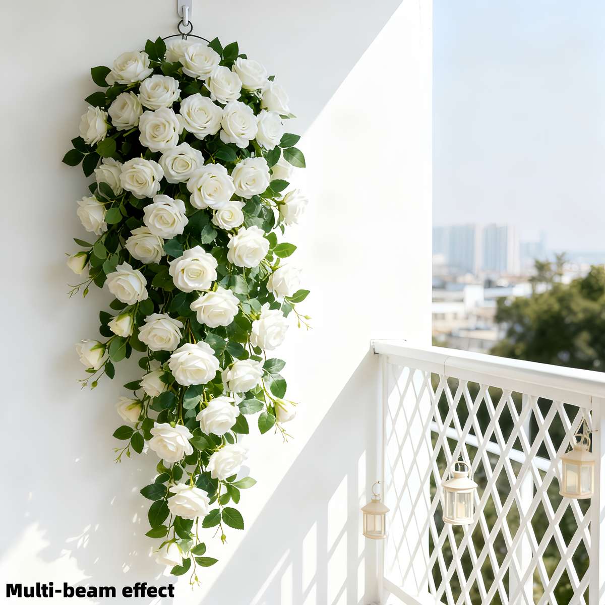 Simulated Flower Style 1Piece Set Of Highend Artificial Wallmounted White Rose Vine
