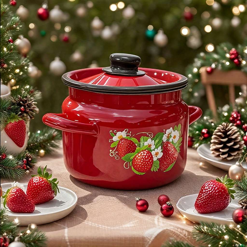 Raspberry Kiss Enamel 2L Double-Eared Storage Pot