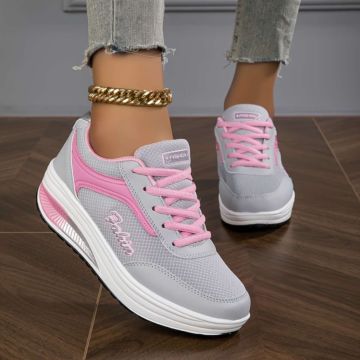 Women S Sneakers Color Gray Pink Sizeuk 7.5
