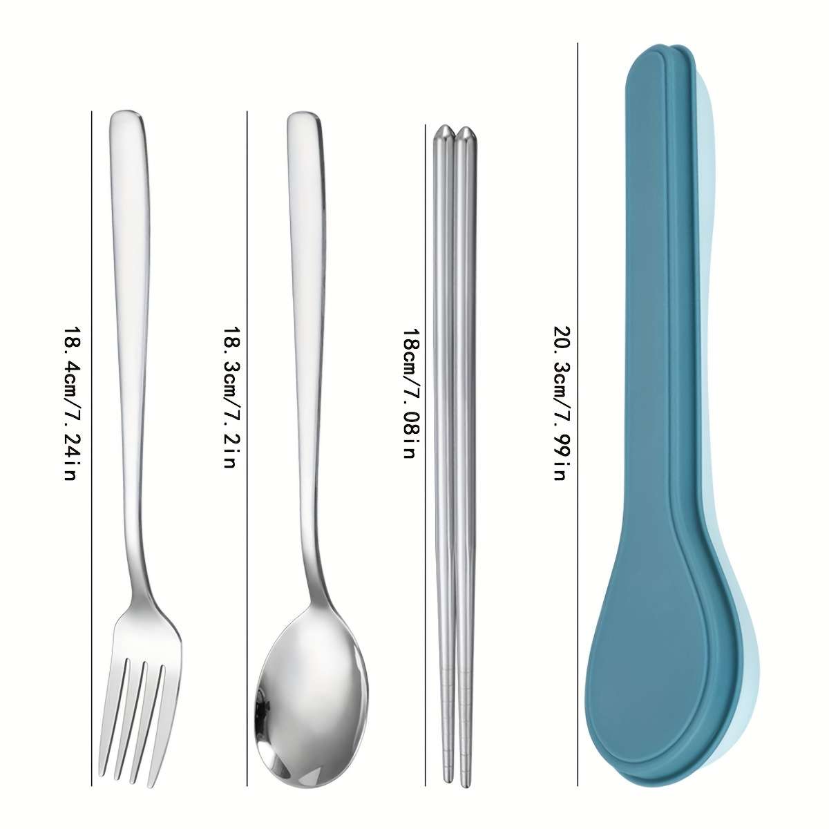 3pcs Portable Cutlery Set with Stainless Steel Chopsticks Spoon And Fork Ideal for Students